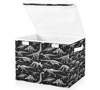 Mnsruu Storage Boxes with Lids, Black And White Dinosaur Skeleton Large Storage Basket Organizer Shelves Cube Bin Toy Clothes Underbed