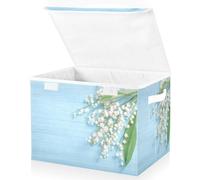 Mnsruu Storage Boxes with Lids, Lilies Of The Valley on Wooden Large Storage Basket Organizer Shelves Cube Bin Toy Clothes Underbed