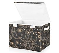 Mnsruu Storage Boxes with Lids, Magical Celestial Sun Moon Planet Large Storage Basket Organizer Shelves Cube Bin Toy Clothes Underbed