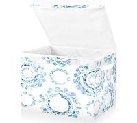 Mnsruu Storage Boxes with Lids, Mandala Blue Bouquet Morocco Morandi Large Storage Basket Organizer Shelves Cube Bin Toy Clothes Underbed