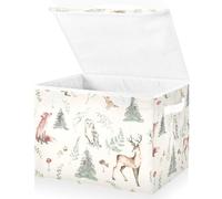 Mnsruu Storage Boxes with Lids, Woodland Watercolor Animals Large Storage Basket Organizer Shelves Cube Bin Toy Clothes Underbed