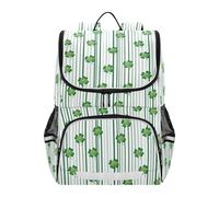Mnsruu Striped Clover Pattern Kids Backpack Rucksack Bag for School Girls & Boys, Cute School Bag for Kids, Kids Bookbag for Elementary with Reflective Strip