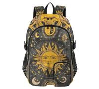 Mnsruu Sun Moon Stars Gold Astrology Tarot Card Backpack Laptop Backpack for College Women Men College Bookbag Water Resistant Travel Daypack Casual Multi Pocket