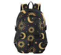 Mnsruu Sun Stars Moon Cosmic School Backpack with Laptop Compartment, Big School Bag for Teenager Girls Boys, 17.5 Travel Rucksack Backpack for School Casual Daypacks College Work