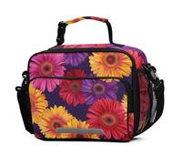 Mnsruu Sunflower Rainbow Flower Lunch Bags Large Insulated Lunch Box for Kids Boys Girls Reusable Cooler Bag Tote Bag School Lunchbox with Shoulder Strap