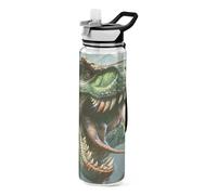 Mnsruu T-rex Dinosaur Animal Dino Water Bottle Sports Drinking Bottle with Straw 1L BPA Free Tritan Clear Drinks Bottle for Kids Boys Girls Adults School Travel