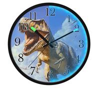 Mnsruu T-rex Dinosaur Sky Wall Clock Luminous Bedroom Clocks Battery Operated Silent Glow in the Dark Clock for Living Room Kitchen 12 Inch