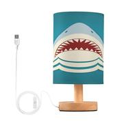 Mnsruu Table Lamp Bedside Lamps for Bedroom Nightstand Lamp with USB C Charging Ports and AC Outlet Shark Tooth Jaws for Living Room Office Desk