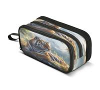 Mnsruu Tiger Forest Animal Pencil Case Large Capacity Pencil Pouch with 3 Compartments Stationery Case Pen Bag for Boys Girls Kids Adults School Office