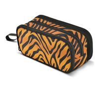 Mnsruu Tiger Stripes Print Pencil Case Large Capacity Pen Pouch Pencil Bag with 3 Compartments Pen Holder Organizer Stationery Bag