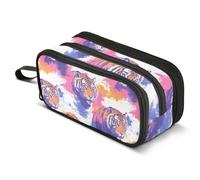 Mnsruu Tiger Tie Dye Pencil Case Large Capacity Pencil Pouch with 3 Compartments Stationery Case Pen Bag for Boys Girls Kids Adults School Office