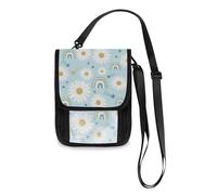 Mnsruu Tiny White Daisy Flower Floral Rainbow Travel Wallet Passport Holder Credit Card Gadget Holder Pouch Bag Unisex Crossbody Wallet Travel Neck Wallet with Adjustable Strap
