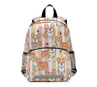 Mnsruu Toddler Backpack, Corgi Dog Paws Stripe Kids Nursery Bag Preschool