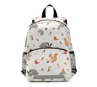 Mnsruu Toddler Backpack, Cute Woodland Animals Autumn Floral Kids Nursery Bag for Boys Girls, Preschool Kindergarten Bookbag Travel Daycare Bag with Reflective Strip