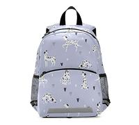 Mnsruu Toddler Backpack, Purple Dalmatian Dog Heart Kids Nursery Bag for Boys Girls, Preschool Kindergarten Bookbag Travel Daycare Bag with Reflective Strip