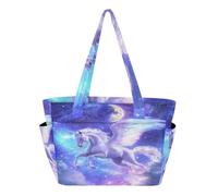 Mnsruu Tote Bag for Women Flower Butterfly Horse Boho Large Capacity Shoulder Handbag with Zip and Compartments Quilted Work Bags for School Travel Beach