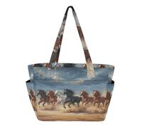 Mnsruu Tote Bag for Women Funny Eggs Lawn Happy Large Capacity Shoulder Handbag with Zip and Compartments Quilted Work Bags for School Travel Beach