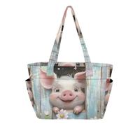 Mnsruu Tote Bag for Women Funny Magic Fox Large Capacity Shoulder Handbag with Zip and Compartments Quilted Work Bags for School Travel Beach