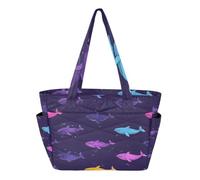 Mnsruu Tote Bag for Women Navy Seashore Nautical Coastal Large Capacity Shoulder Handbag with Zip and Compartments Quilted Work Bags for School Travel Beach