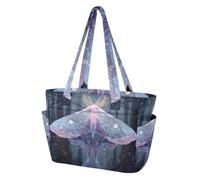 Mnsruu Tote Bags for Women, Enchanted Moth Pattern Handbag with 15.6" Laptop Compartment, Water-Resistant Shoulder Bag for Work, Teacher/Nurse,School,Travel & Gym