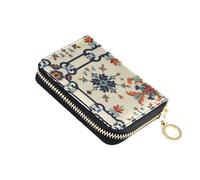 Mnsruu Traditional Persian Tile Small Compact Card Case with 11 Slots for Credit Cards, Cash & Coins, RFID Blocking Wallet for Travel & Everyday Use