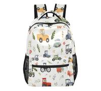 Mnsruu Travel Laptop Backpack, Cars Tractors Leaf Backpack, Lightweight & Water Resistant School Rucksack for Teens Boys Girls Adult