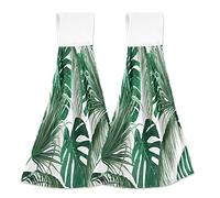 Mnsruu Tropical Palm Leaf Jungle Kitchen Hand Towel Home Decor Hanging Towels 2PCS Soft Absorbent Cloth Tie Towels for Bathroom Laundry Room 46.2 x 35.5 cm