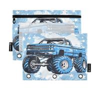 Mnsruu Truck Blue Stars Pencil Pouch for 3-Ring Binder Clear Pencil Case