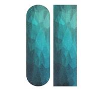 Mnsruu Turquoise Blue Low Poly Skateboard Grip Tape, Longboards Griptape Anti Slip Scooter Griptape Sand Paper Sheet Sticker 9" x 33"
