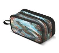Mnsruu Turtle in The Sea Pencil Case Large Capacity Pen Pouch Pencil Bag with 3 Compartments Pen Holder Organizer Stationery Bag