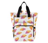 Mnsruu Two Color Croissant Pattern Baby Diaper Bag Backpack Large Bag Waterproof Travel Diaper Bags for Moms and Dads