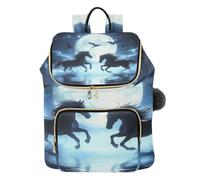 Mnsruu Two Horses on Sea Galaxy Backpack for Women Travel Anti Theft Rucksack Large Casual Daypacks Quilted Laptop Purse Ladies Fashion Handbag
