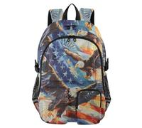 Mnsruu Two Sea Eagles American Flag Bald Eagle Backpack Laptop Backpack for College Women Men College Bookbag Water Resistant Travel Daypack Casual Multi Pocket