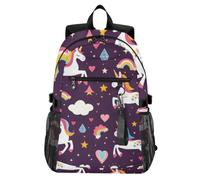 Mnsruu Unicorn Decorated Rainbow Pattern School Backpacks for Teenagers, College Backpack for Boys Girls,Casual Fashion High School Backpack, 18.3" Laptop Backpack