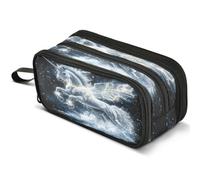 Mnsruu Unicorn Lightning Wings Pencil Case Large Capacity Pen Pouch Pencil Bag with 3 Compartments Pen Holder Organizer Stationery Bag
