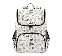 Mnsruu Various Dog Pattern Kids Backpack Rucksack Bag for School Girls & Boys, Bookbag for Elementary with Reflective Strip