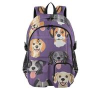 Mnsruu Various Dog Pattern School Backpack with Laptop Compartment, Big School Bag for Teenager Girls Boys, 17.5 Travel Rucksack Backpack for School Casual Daypacks College Work