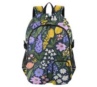 Mnsruu Various Flowers Pattern School Backpack with Laptop Compartment, Big School Bag for Teenager Girls Boys, 17.5 Travel Rucksack Backpack for School Casual Daypacks College Work