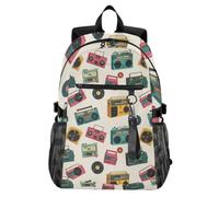 Mnsruu Vintage Music Devices Such Pattern School Backpacks for Teenagers, College Backpack for Boys Girls,Casual Fashion High School Backpack, 18.3" Laptop Backpack
