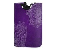 Mnsruu Vintage Peacock Feather Pattern Purple Laundry Hamper,Round Waterproof Collapsible Storage Basket Bin for Dirty Clothes Toys¡