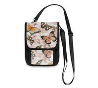 Mnsruu Vintage Spring Butterfly with Flowers Travel Wallet Passport Holder Credit Card Gadget Holder Pouch Bag Unisex Crossbody Wallet Travel Neck Wallet with Adjustable Strap