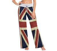 Mnsruu Vintage Union Jack British Flag Women's Pajama Lounge Pants Casual Stretch Pants Wide Leg XS