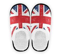 Mnsruu Vintage Union Jack Home Slippers Non Slip Cotton Slippers Home Hotel Spa Bedroom Travel L for Men Women