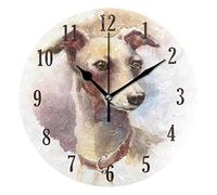 Mnsruu Wall Clock, Battery Operated Round Italian Greyhound Watercolor Dog Breed Animal Silent Clock, Home Decor Wall Clock for Living Room, Kitchen, Bedroom