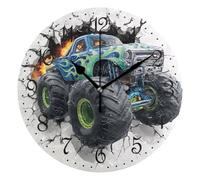 Mnsruu Wall Clock Monster Truck Crack Wall, Silent Non-Ticking Decorative Wall Clocks Battery Operated 25x25cm