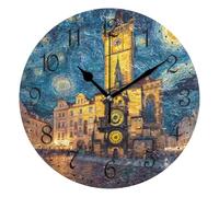 Mnsruu Wall Clock Starry Sky Prague Astronomical Clock, Silent Non-Ticking Decorative Wall Clocks Battery Operated 25x25cm