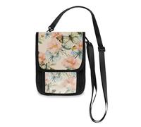 Mnsruu Watercolor Briar Flowers and Butterfl Travel Wallet Passport Holder Credit Card Gadget Holder Pouch Bag Unisex Crossbody Wallet Travel Neck Wallet with Adjustable Strap