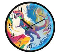 Mnsruu Watercolor Dinosaur Wall Clock Luminous Bedroom Clocks Battery Operated Silent Glow in the Dark Clock for Living Room Kitchen 12 Inch