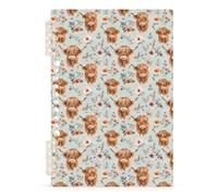 Mnsruu Watercolor Highland Cows Flowers Spiral Notebook Journals 1 Pack, Hardcover Lined Journal for Women, A5 College Ruled Notebooks for Journaling Writing Work Office School 5.7x8.3 Inch