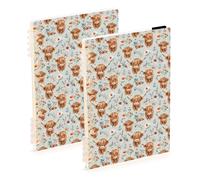 Mnsruu Watercolor Highland Cows Flowers Spiral Notebook Journals 2 Pack, Hardcover Lined Journal for Women, A5 College Ruled Notebooks for Journaling Writing Work Office School 5.7x8.3 Inch